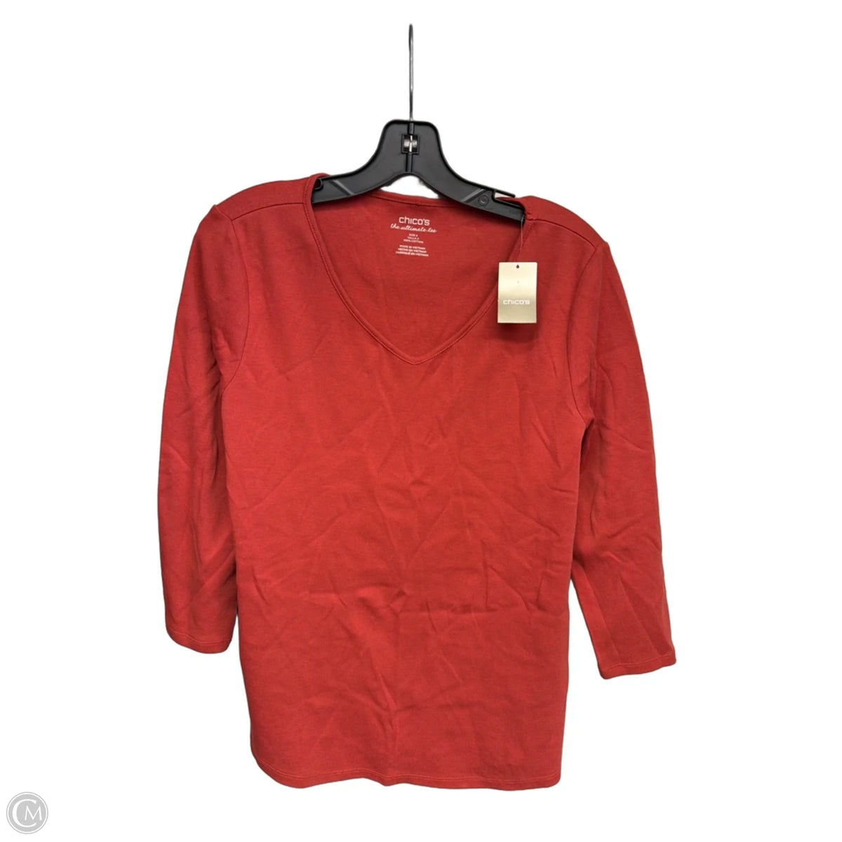 Top 3/4 Sleeve By Chicos In Orange, Size: L
