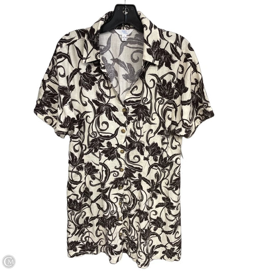 Dress Casual Short By Time And Tru In Brown & Cream, Size: L
