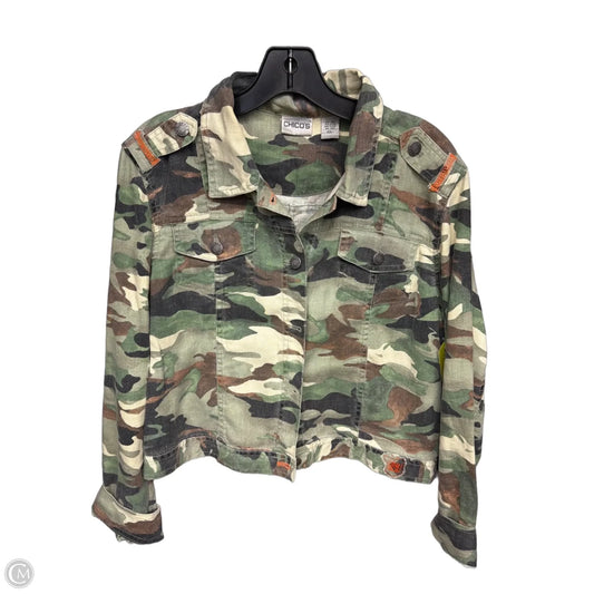 Jacket Denim By Chicos In Camouflage Print, Size: M