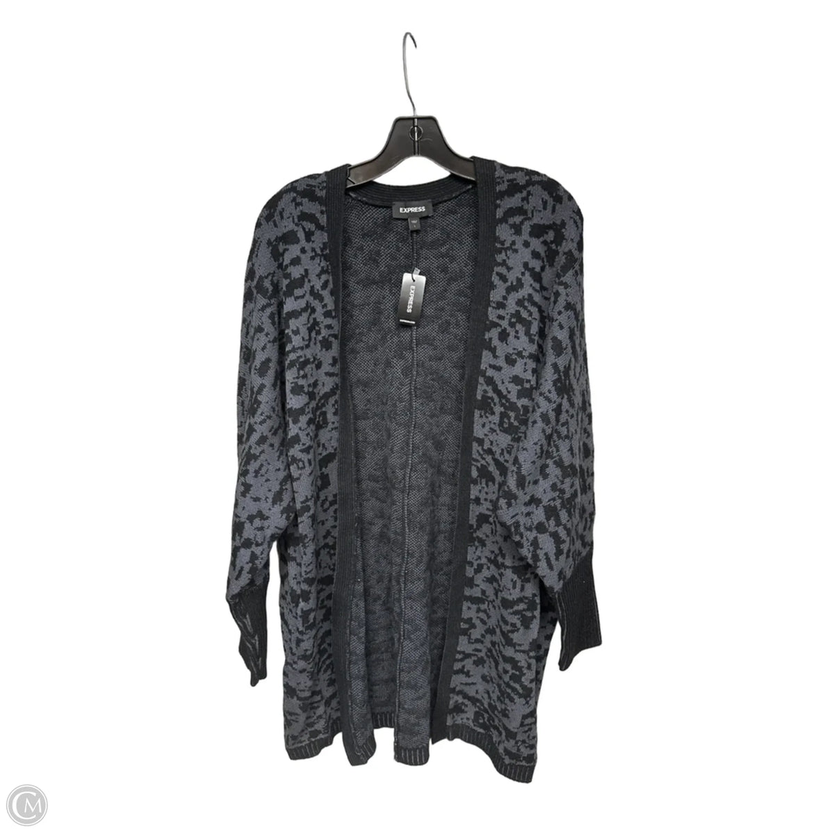 Cardigan By Express In Black & Grey, Size: L