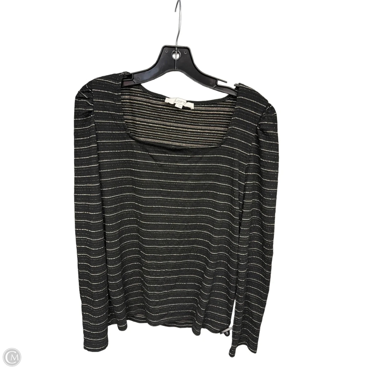 Top Long Sleeve By Loft In Black & Gold, Size: L