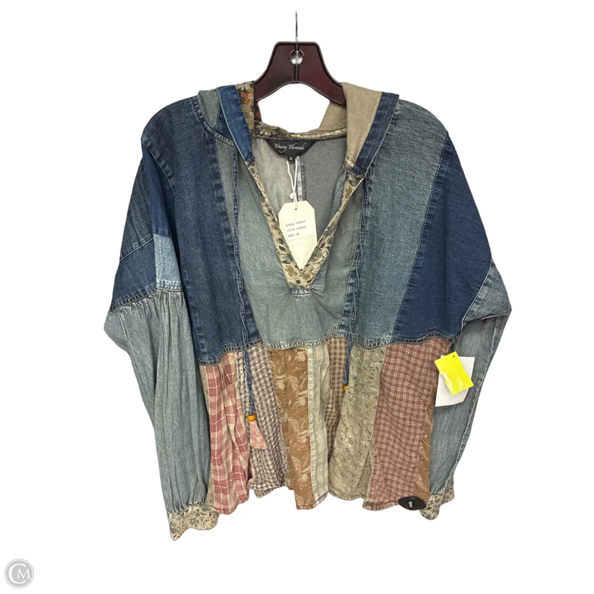 Top Long Sleeve By Young Threads In Blue Denim, Size: Xl