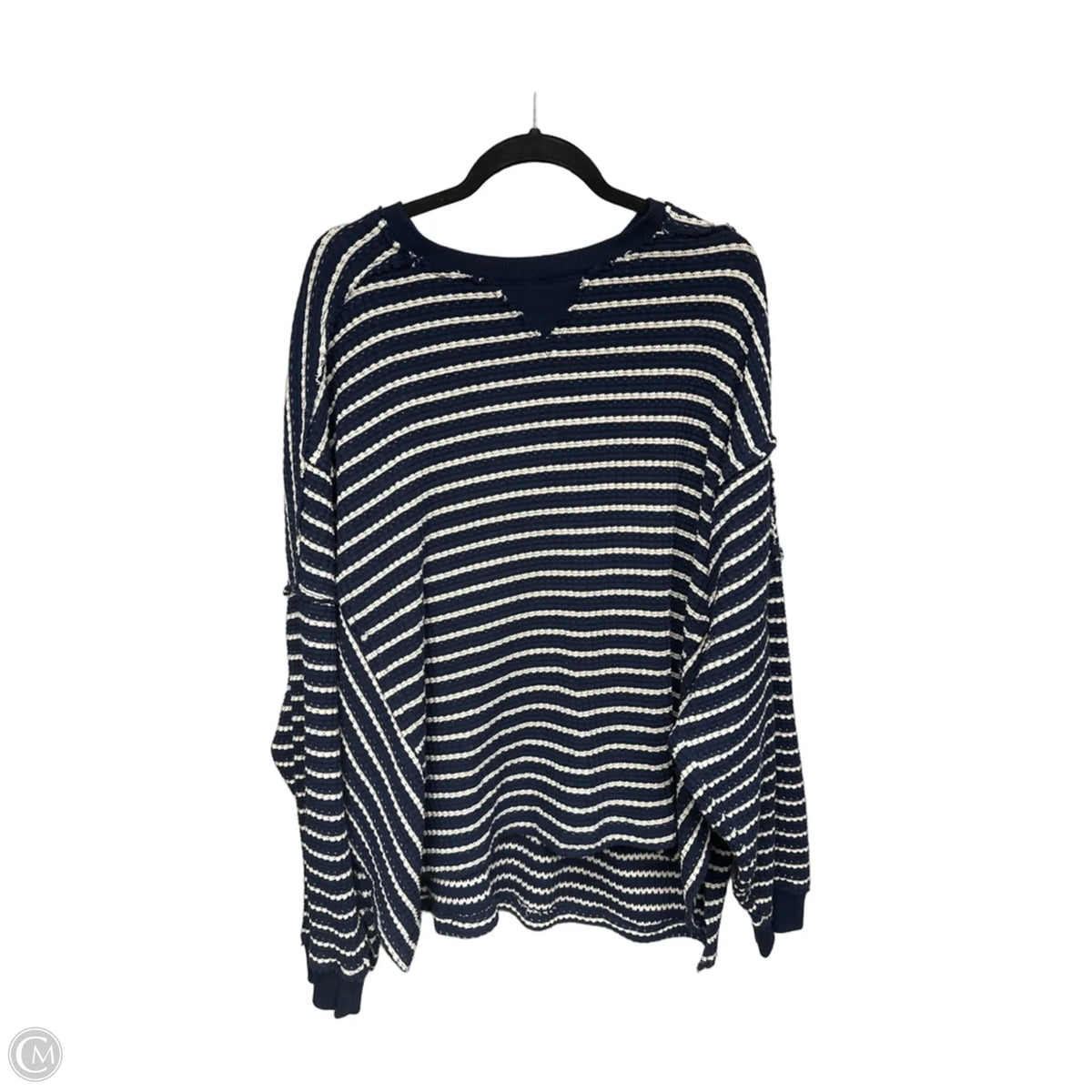 Top Long Sleeve By American Eagle In Blue & White, Size: L