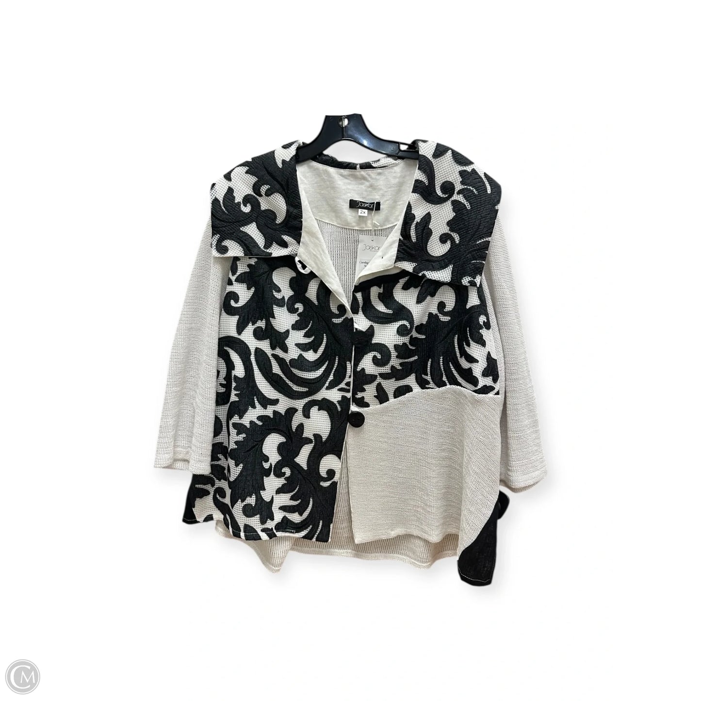 Cardigan By Clothes Mentor In Black & White, Size: 2x