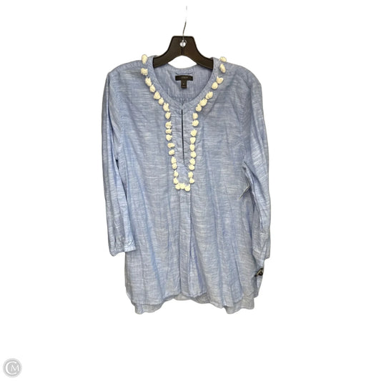 Top 3/4 Sleeve By J. Crew In Blue & White, Size: Xl