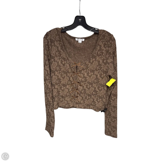 Top Long Sleeve By Hyfve In Brown, Size: L