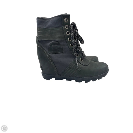 Boots Ankle Heels By Sorel In Green & Grey, Size: 8.5