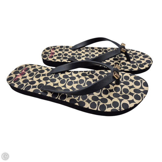 Sandals Designer By Coach In Black & Cream, Size: 7