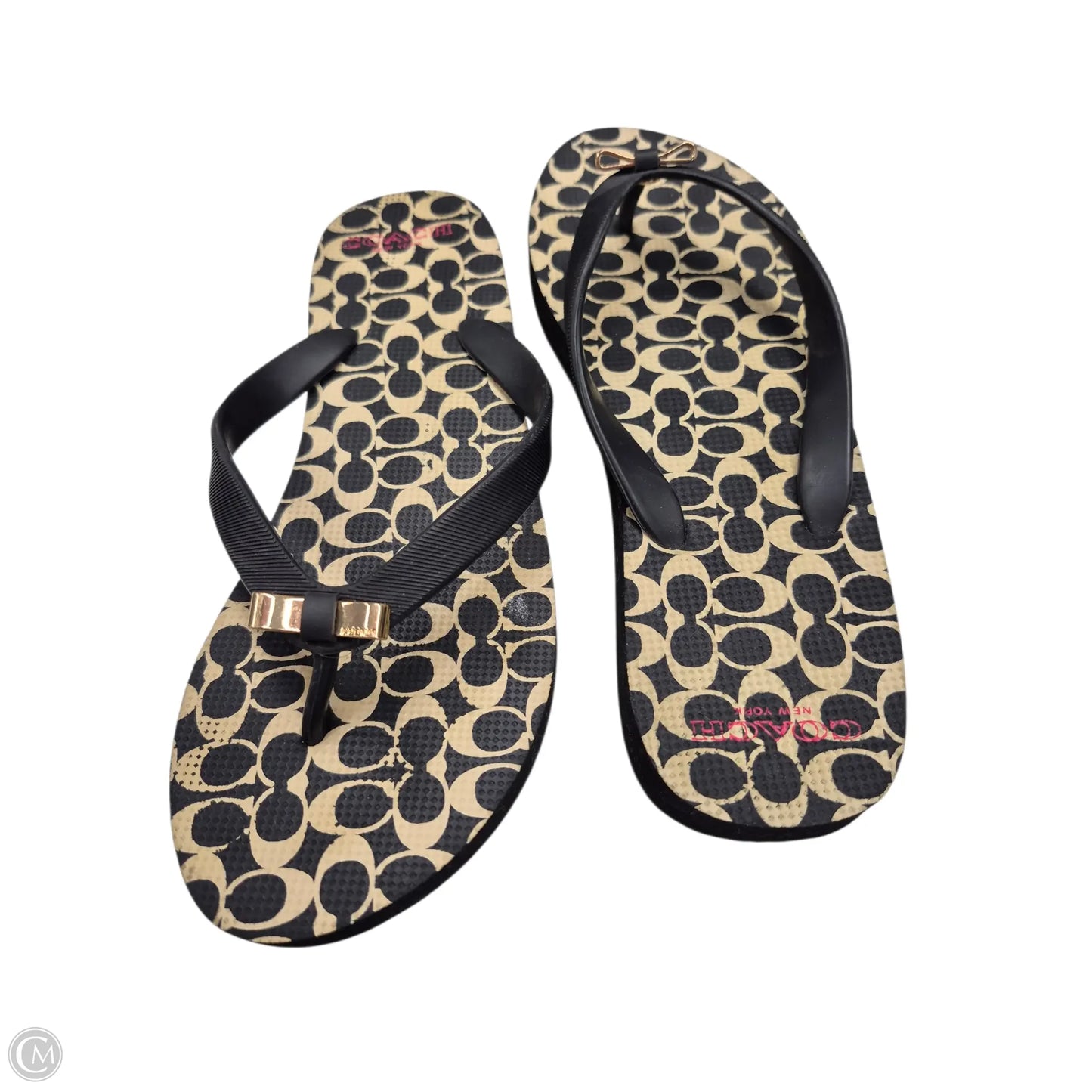 Sandals Designer By Coach In Black & Cream, Size: 7