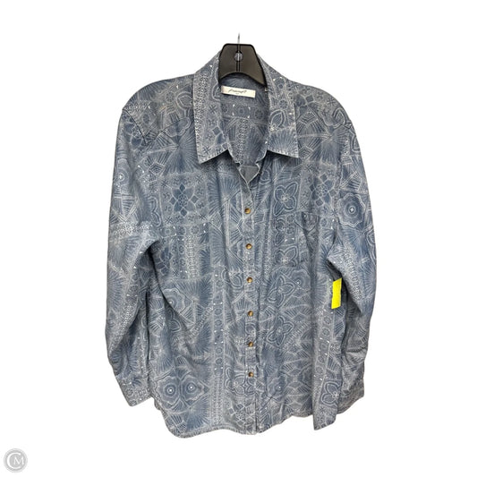 Top Long Sleeve By Foxcroft In Blue, Size: 16