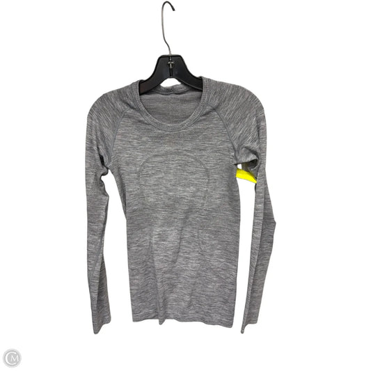 Athletic Top Long Sleeve Collar By Lululemon In Grey, Size: 4