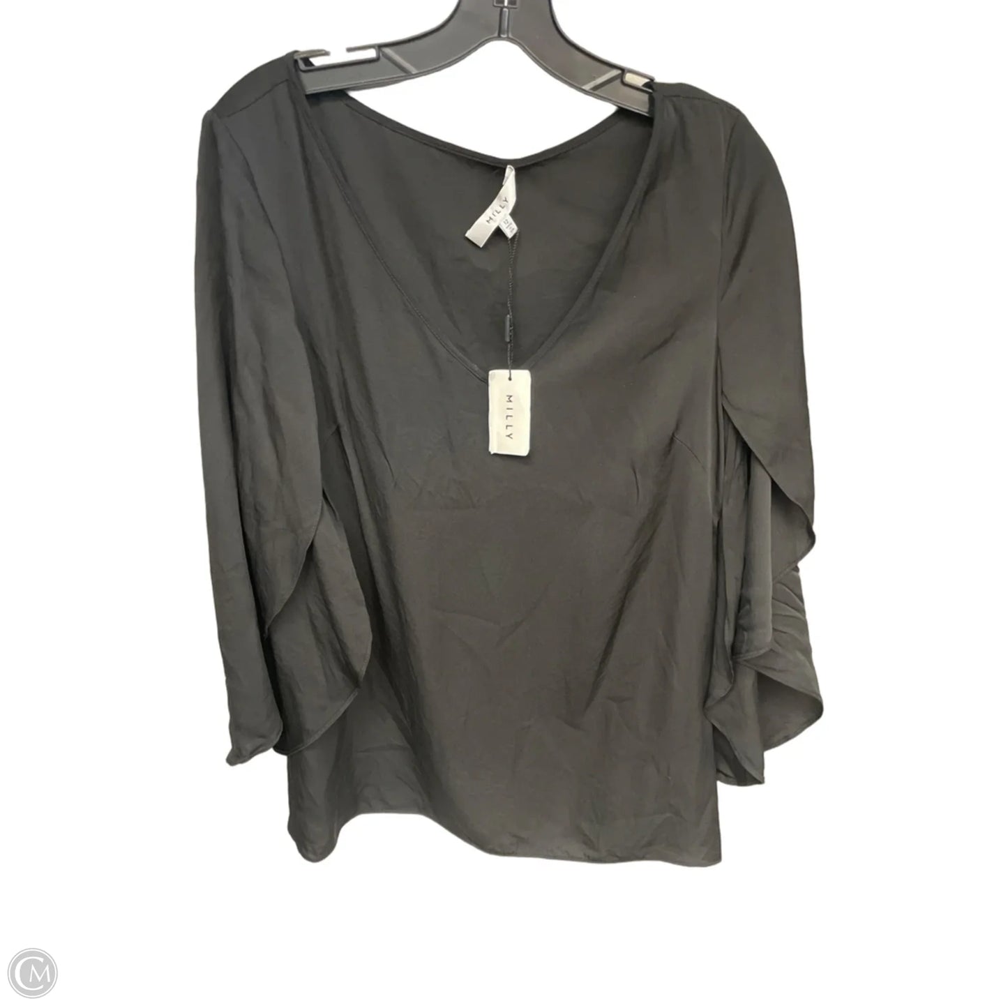 Top 3/4 Sleeve Designer By Milly In Black, Size: 12