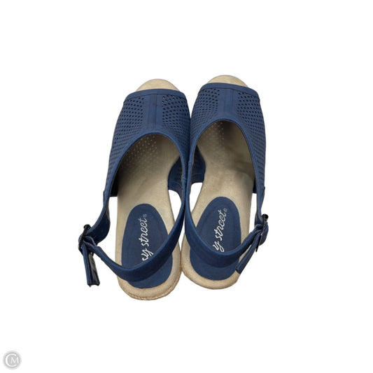 Sandals Heels Wedge By Easy Street In Blue, Size: 9