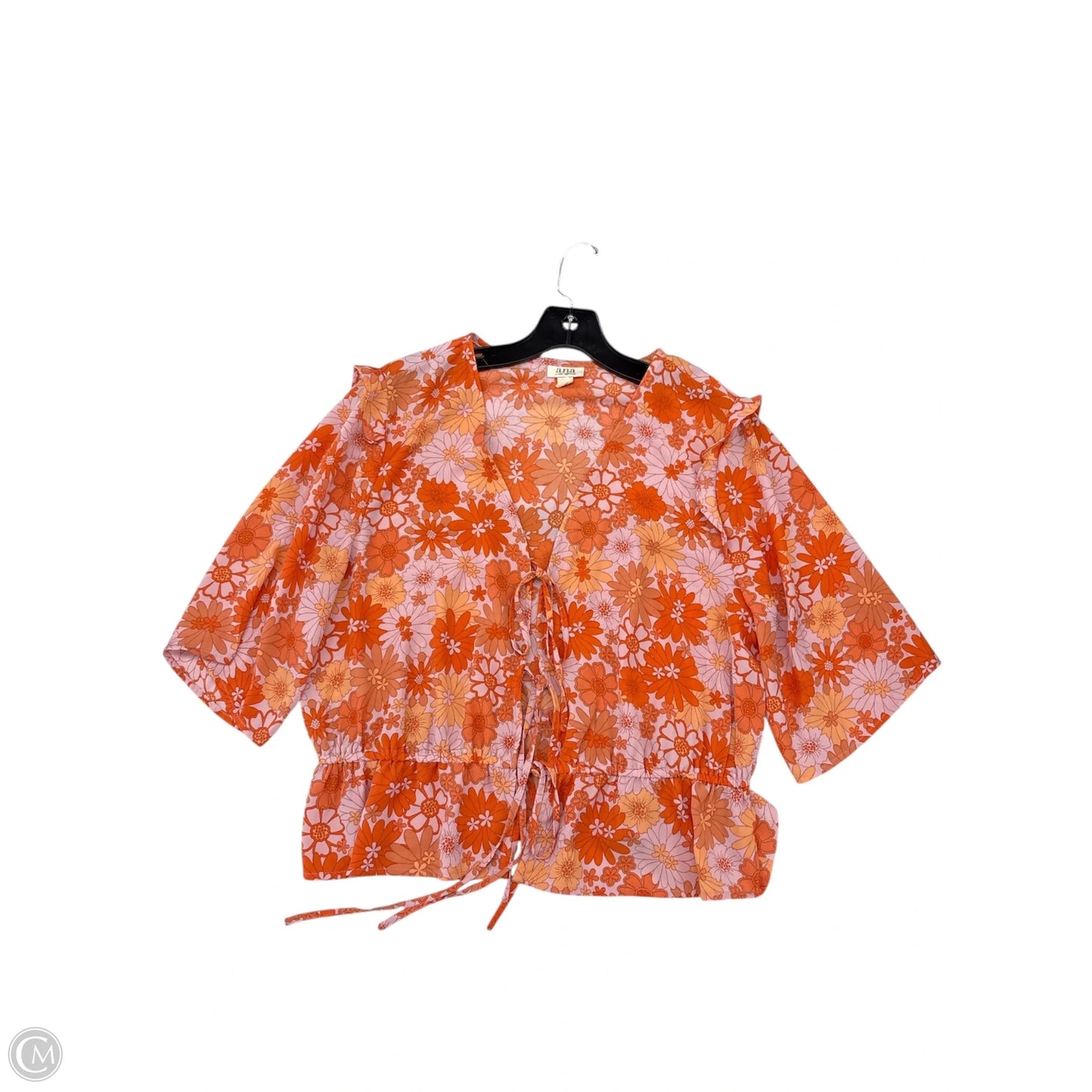 Top Short Sleeve By Ana In Orange, Size: L