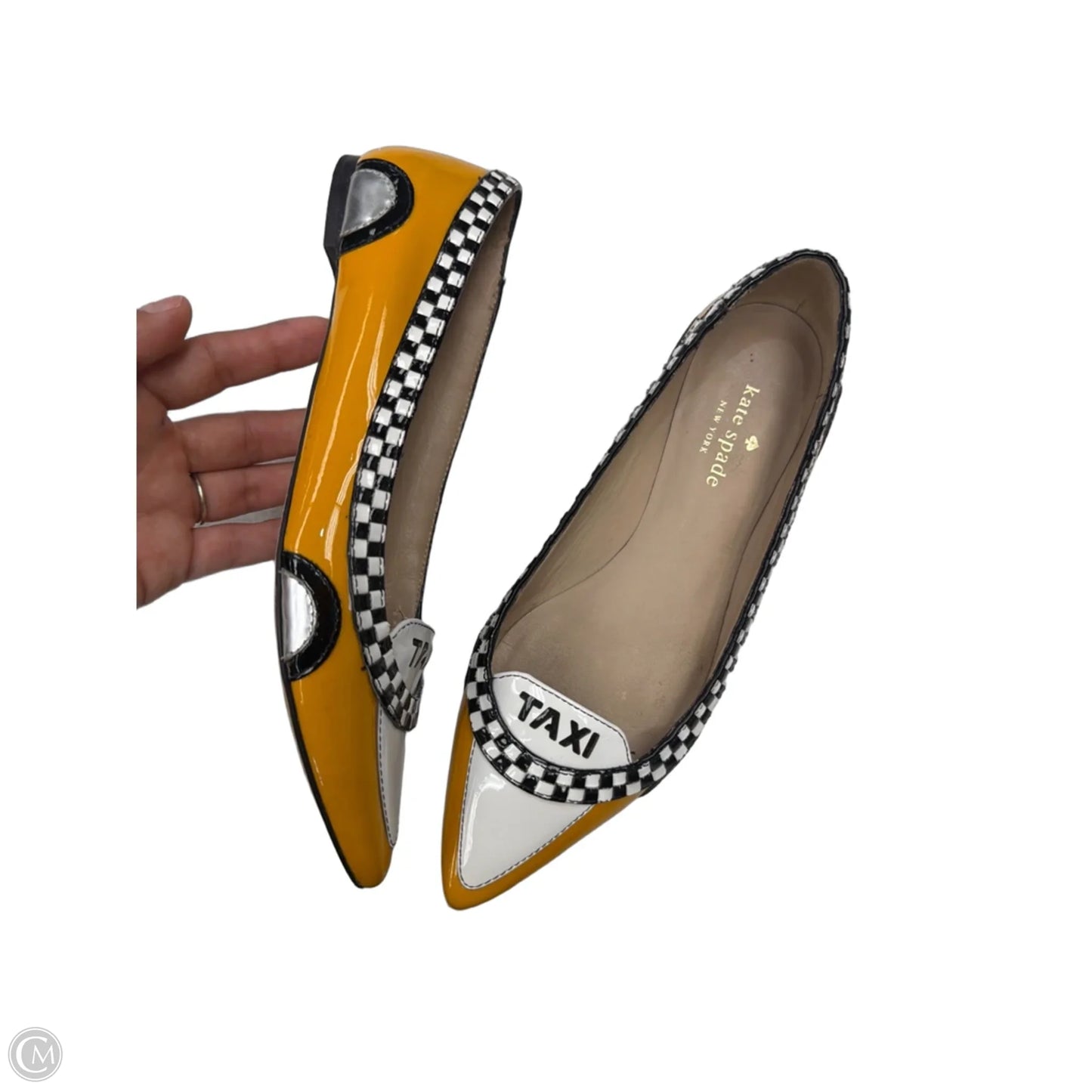 Shoes Designer By Kate Spade In White & Yellow, Size: 6.5