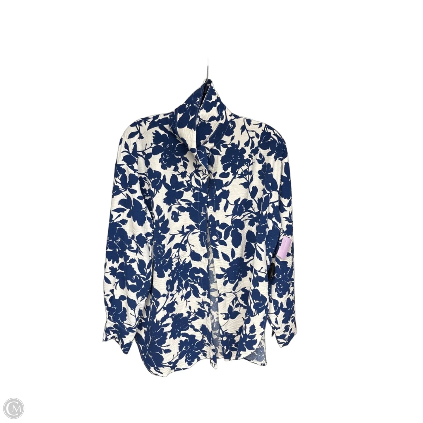 Top Long Sleeve By Hyfve In Blue & White, Size: M