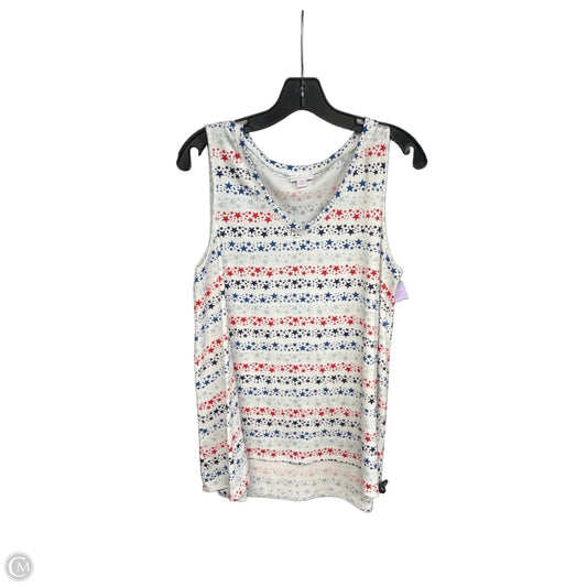 Top Sleeveless By Lularoe In Blue & Red & White, Size: M