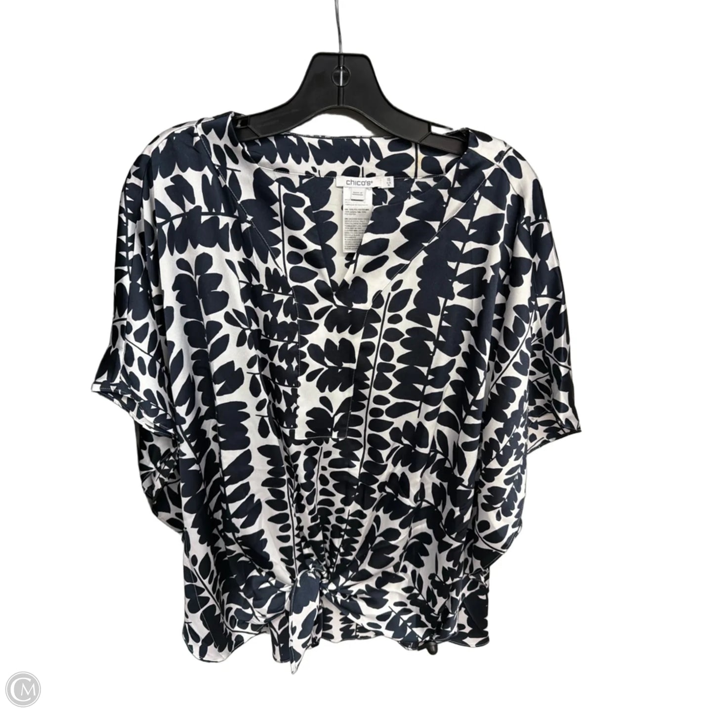 Top Short Sleeve By Chicos In Blue & White, Size: 10