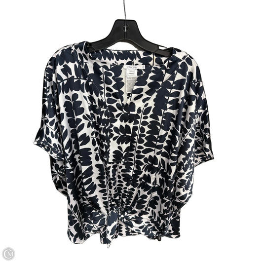 Top Short Sleeve By Chicos In Blue & White, Size: 10