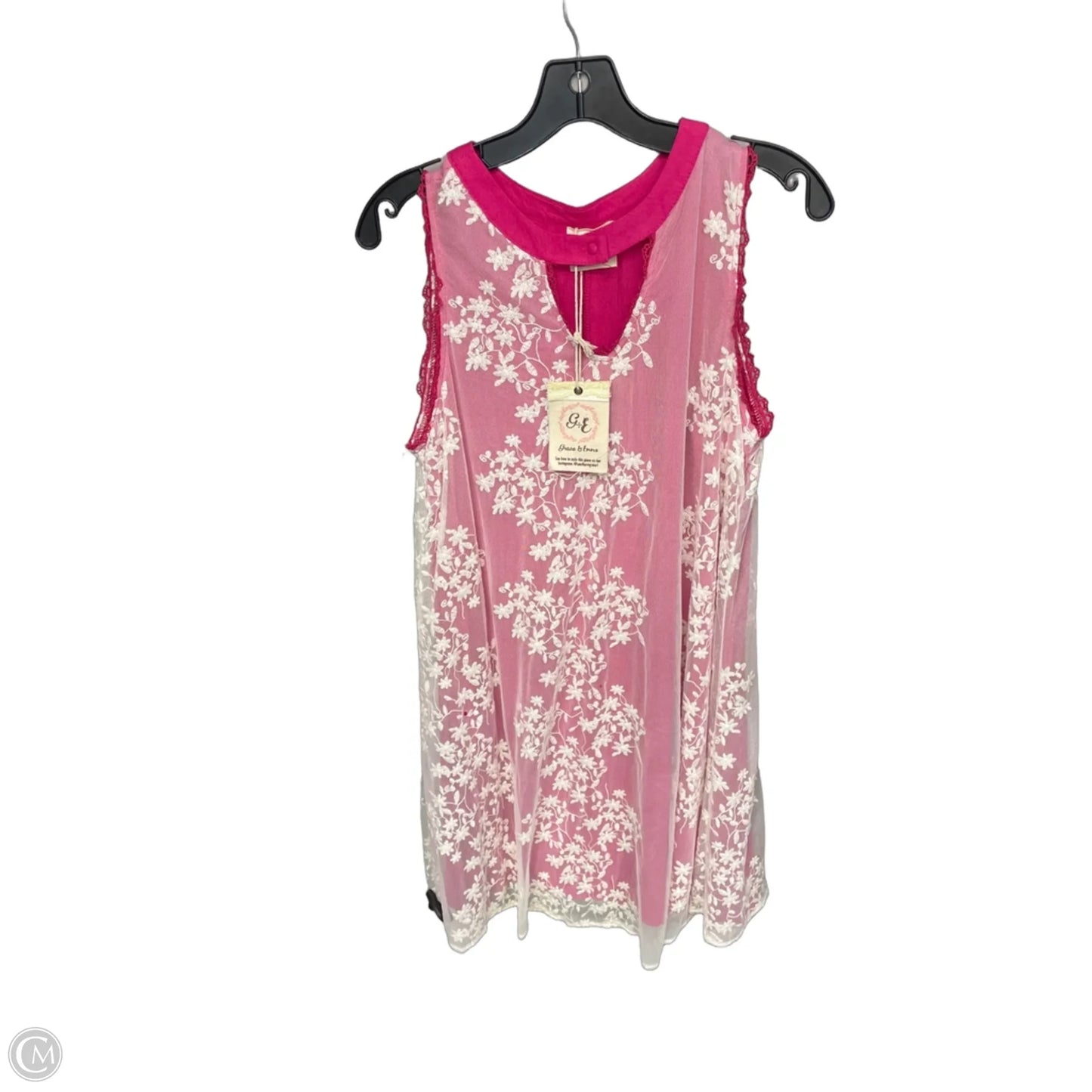 Dress Casual Short By Clothes Mentor In Pink & White, Size: M