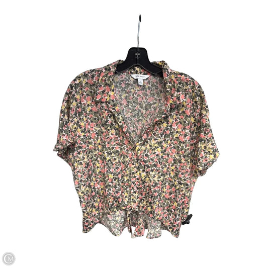 Top Short Sleeve By Nine West In Floral Print, Size: L