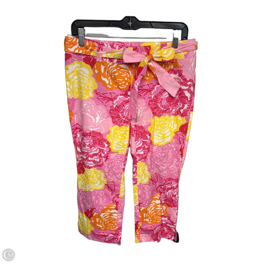 Capris By Lilly Pulitzer In Pink & Yellow, Size: 4