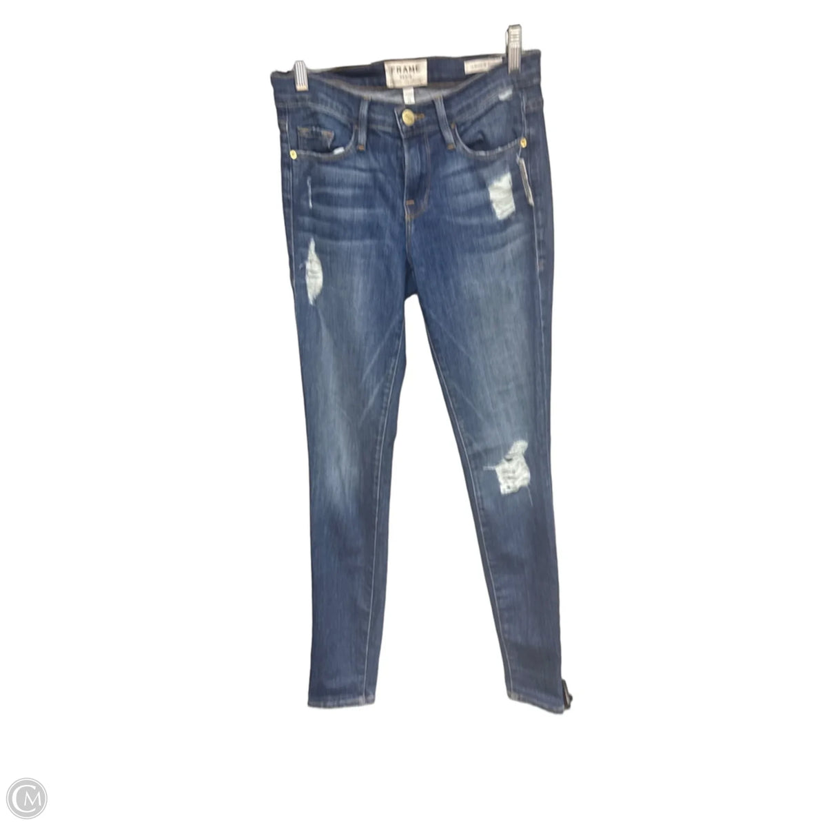 Jeans Skinny By Frame In Blue Denim, Size: 0
