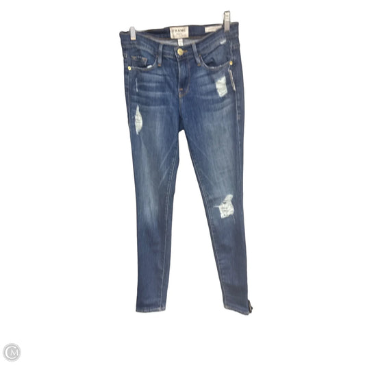 Jeans Skinny By Frame In Blue Denim, Size: 0