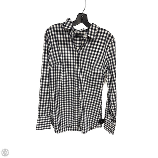 Blouse Long Sleeve By Banana Republic In Plaid Pattern, Size: 8