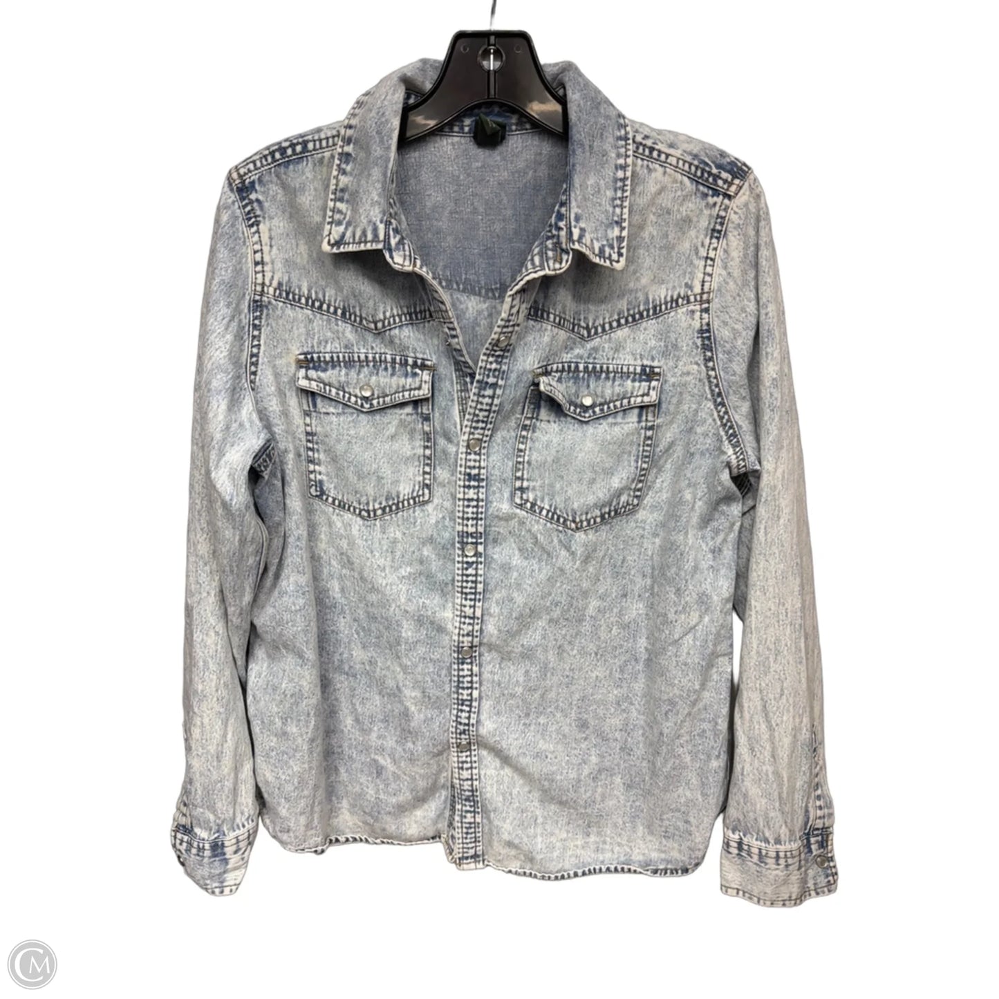 Blouse Long Sleeve By Wild Fable In Blue Denim, Size: M
