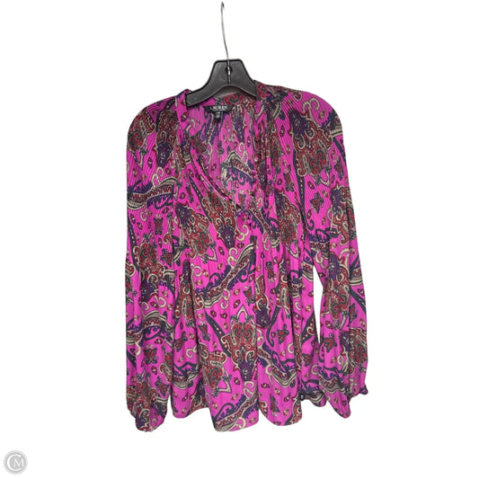 Blouse Long Sleeve By Lauren By Ralph Lauren In Paisley Print, Size: L
