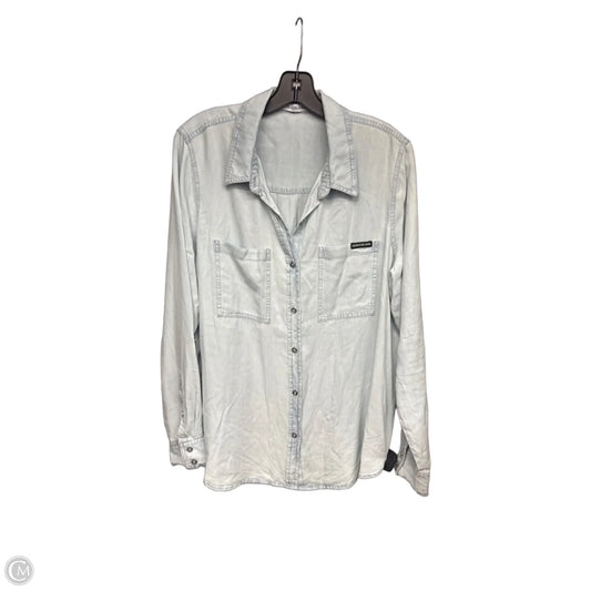 Blouse Long Sleeve By Calvin Klein In Blue, Size: Xl