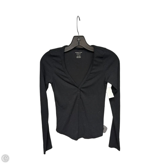 Top Long Sleeve By American Eagle In Black, Size: Xs