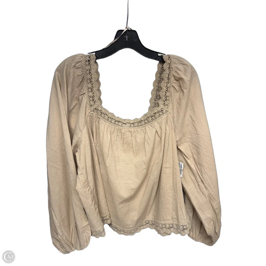 Blouse Long Sleeve By Old Navy In Tan, Size: L