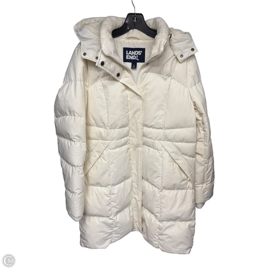 Coat Puffer & Quilted By Lands End In Ivory, Size: L