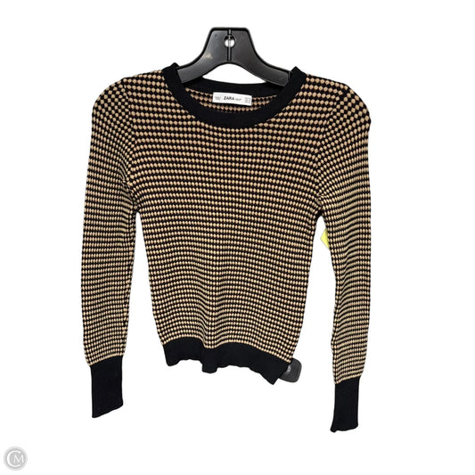 Top Long Sleeve By Zara In Black & Cream, Size: Xs