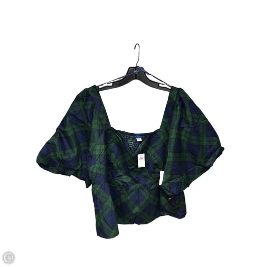 Top Short Sleeve By Old Navy In Plaid Pattern, Size: 2x