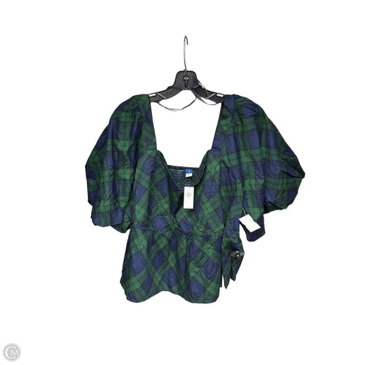 Top Short Sleeve By Old Navy In Plaid Pattern, Size: 3x