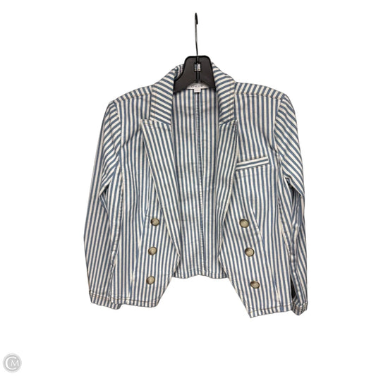Jacket Denim By Chicos In Striped Pattern, Size: S