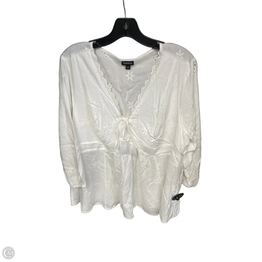 Blouse 3/4 Sleeve By Torrid In White, Size: Xl