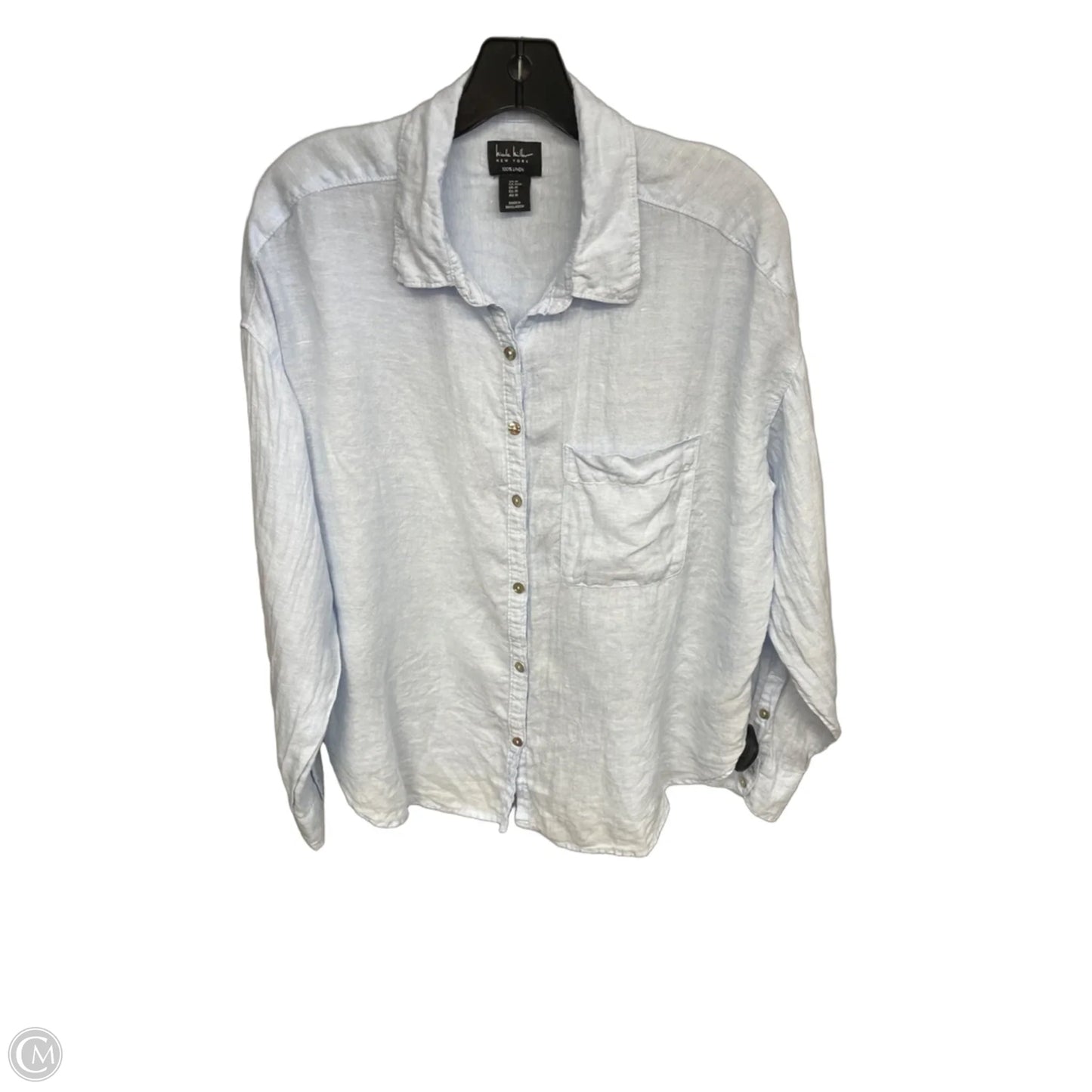 Top Long Sleeve By Nicole Miller In Blue, Size: M