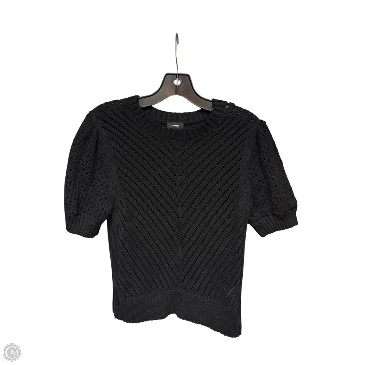 Sweater Short Sleeve By Express In Black, Size: L