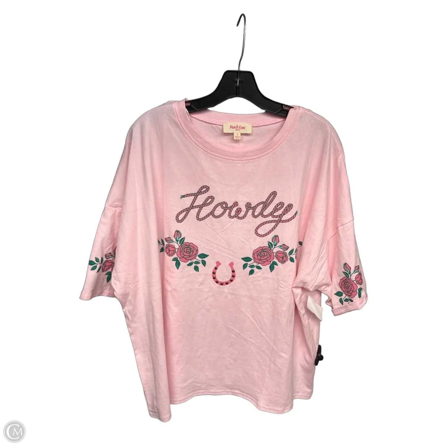 Top Short Sleeve By Peach Love Cream California In Pink, Size: S