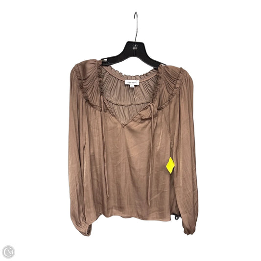 Blouse Long Sleeve By Evereve In Taupe, Size: S