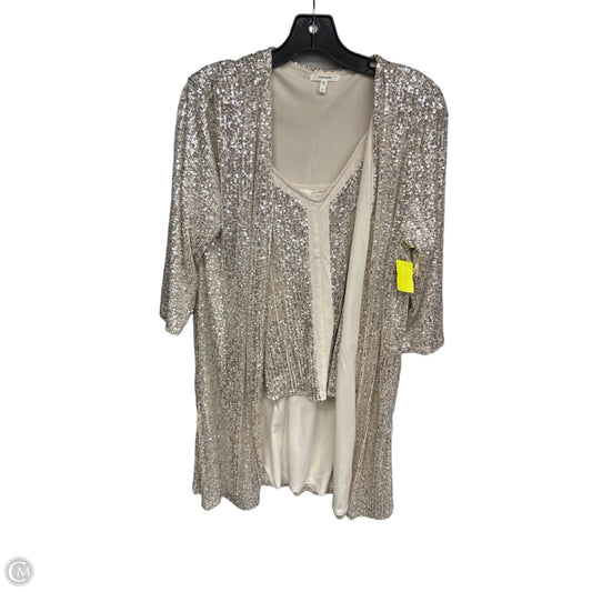 Top 2pc Sleeveless By Maurices In Cream & Silver, Size: L