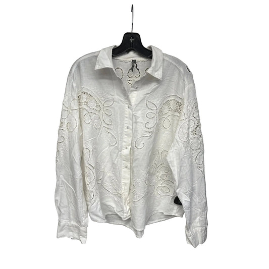 Top Long Sleeve By Anthropologie In White, Size: M