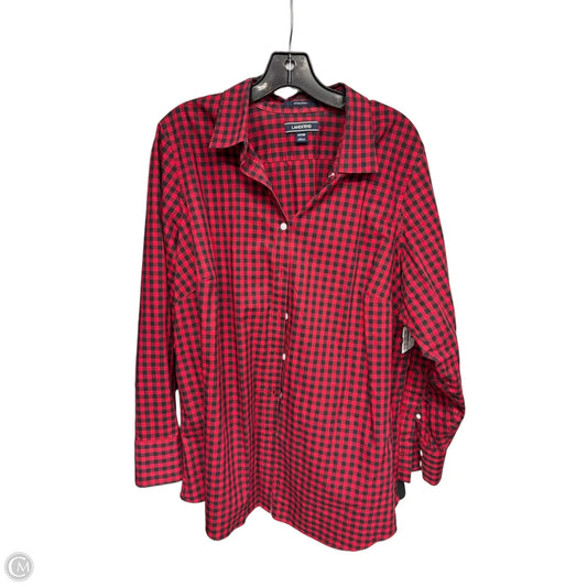 Top Long Sleeve By Lands End In Black & Red, Size: 2x