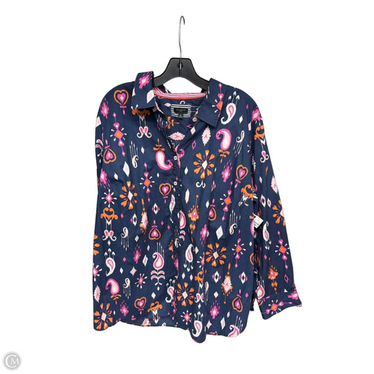 Top Long Sleeve By Talbots In Blue & Pink, Size: 2x