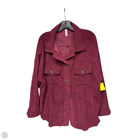 Jacket Shirt By Zenana In Maroon, Size: 10
