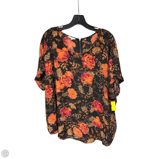 Top Short Sleeve By Maurices In Black & Orange, Size: 2x